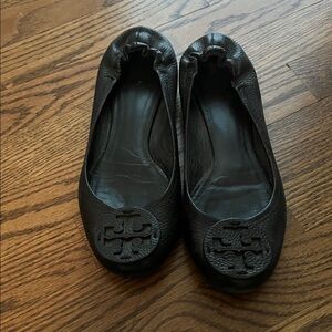 Tory Burch Black Textured Flats